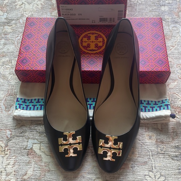 Tory Burch Raleigh Ballet Black Gold (8.5) - Picture 3 of 6